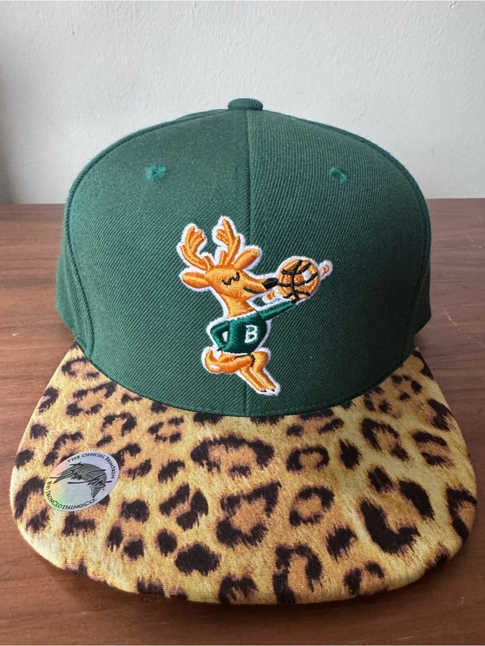 Mitchell & Ness Milwaukee bucks snapback with cheetah skin brim